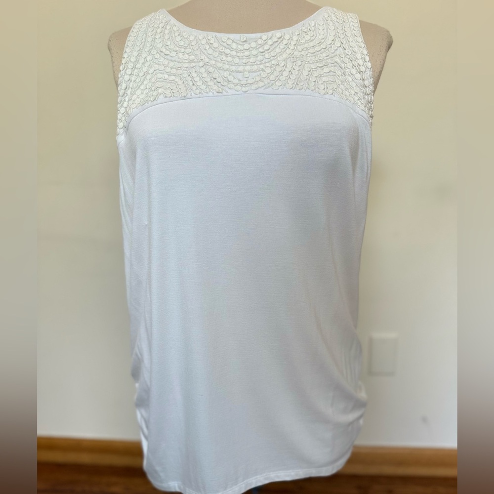 Lane Bryant White Sleeveless Top with beaded Detail #125